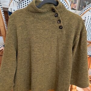 Anthropologie‎ Eri + Ali Green Button Neck Sweater Pullover